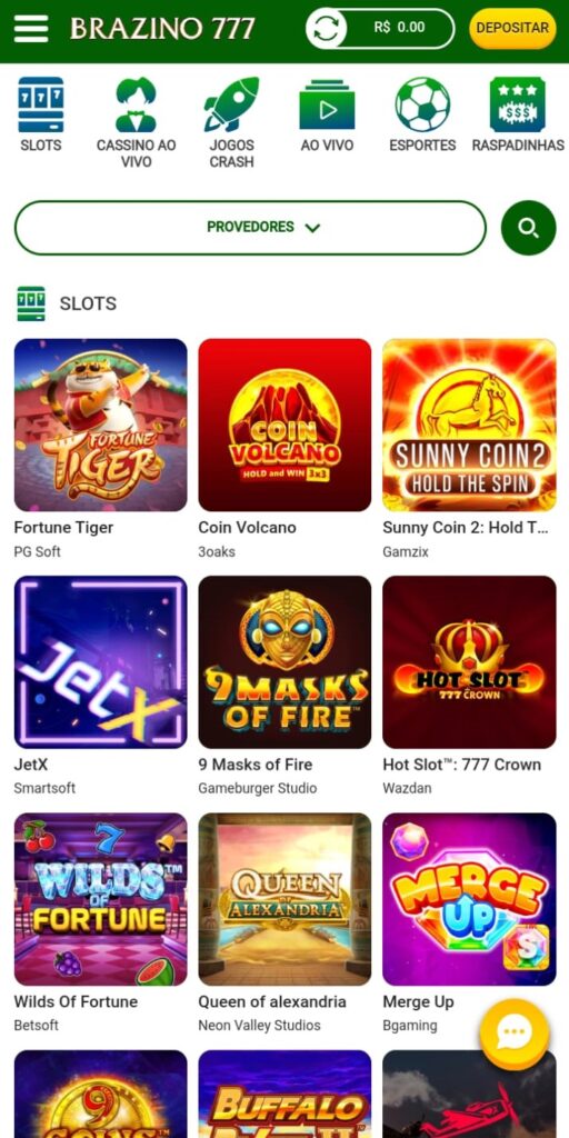 Slots, crash games, jogos de mesa e mais opções de títulos no cassino Brazino777.
