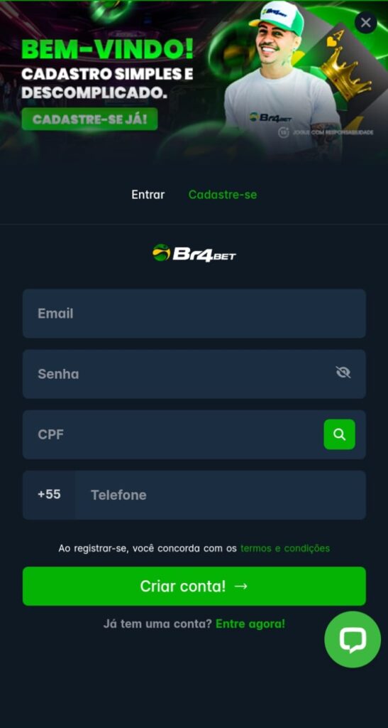 Como cadastrar na Br4bet