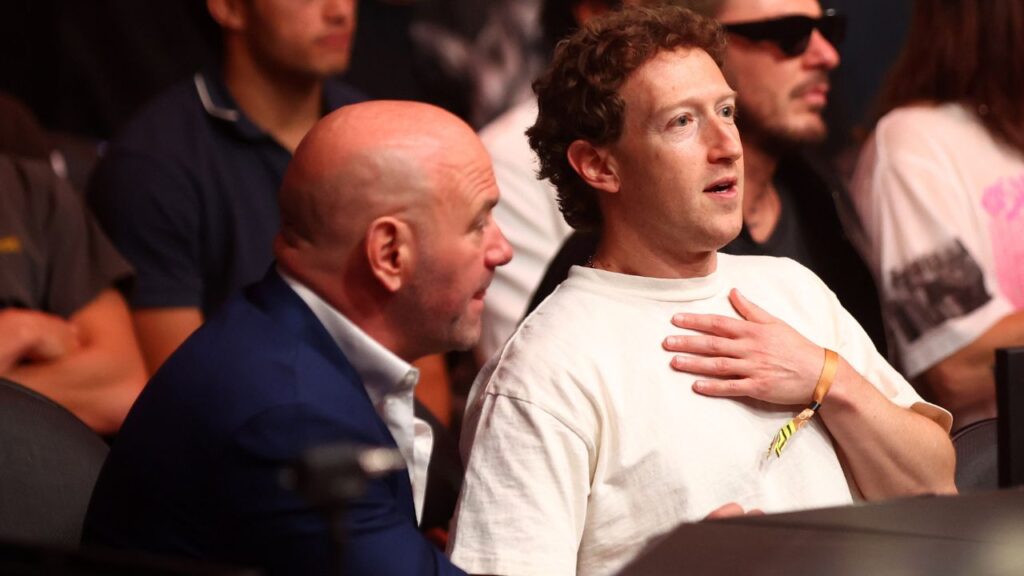 Dana White e Mark Zuckerberg assistindo o UFC. Foto: Icon sport