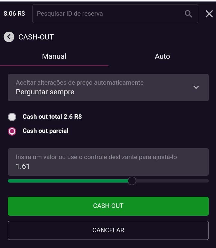 Captura de tela do Cash-out no site Vbet.