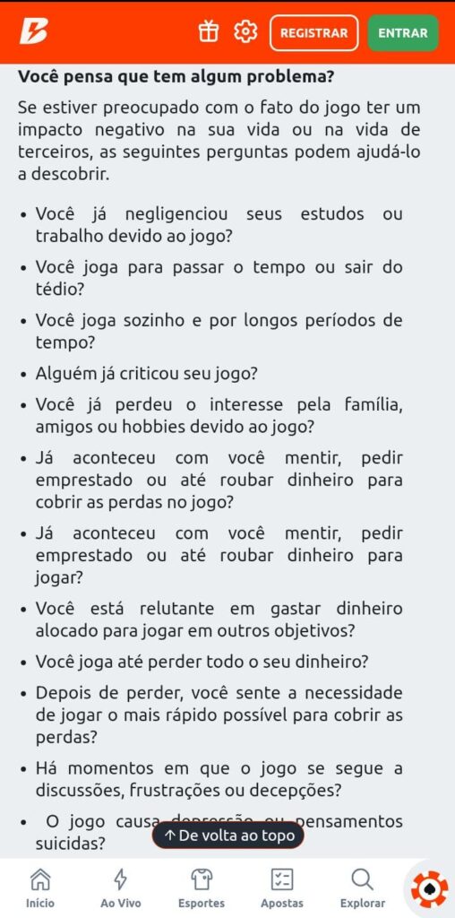 Captura de tela do site Betano