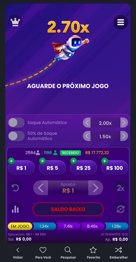 Crash Game chamado Spaceman 