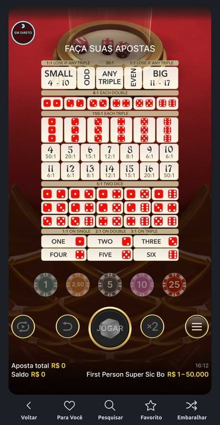 Versão da Evolution de Sic Bo