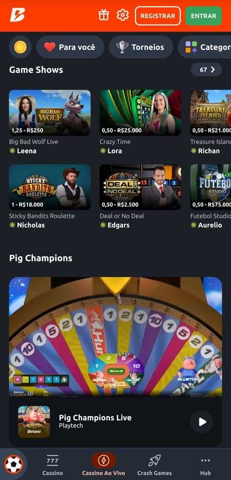 Página inicial da Betano