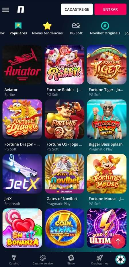 Página inicial da Novibet 