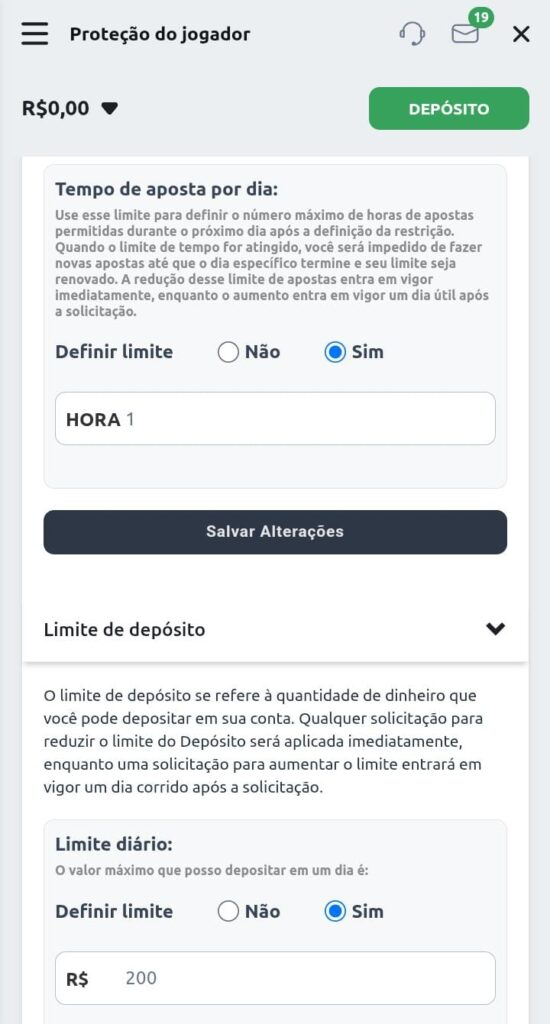 Ferramentas de Jogo Responsavel da Betano