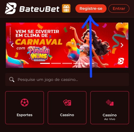 Exemplo de botão de registro