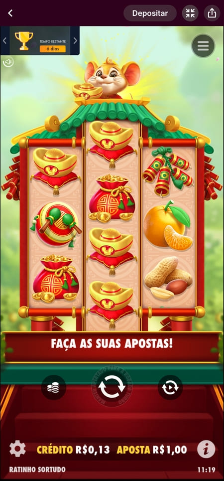 Jogo Ratinho Sortudo com grade 3x4x3, aposta definida em R$1 e 10 linhas fixas de prêmios.