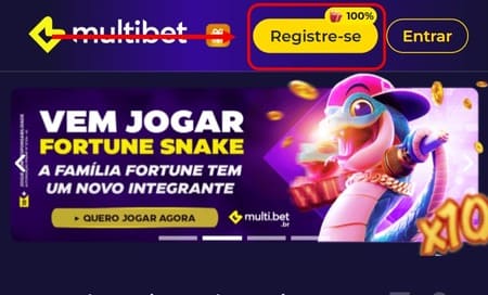 botão-registro-multibet Botão de registro na Multibet apostas em destaque e banner de campanha para jogar Fortune Snake com um botão direto ao jogo
