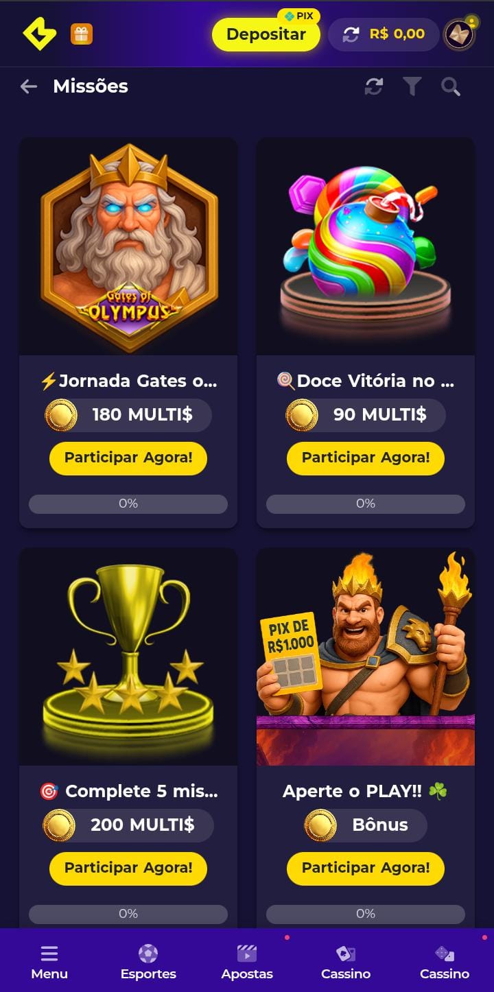 Missões com recompensas em Multi$ no cassino da Multibet