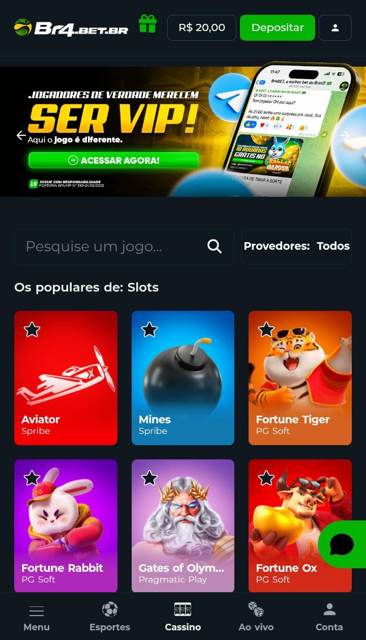 Banner sobre o programa VIP da Br4Bet e ícones dos jogos populares do site, incluindo Aviator, Mines e Fortune Tiger