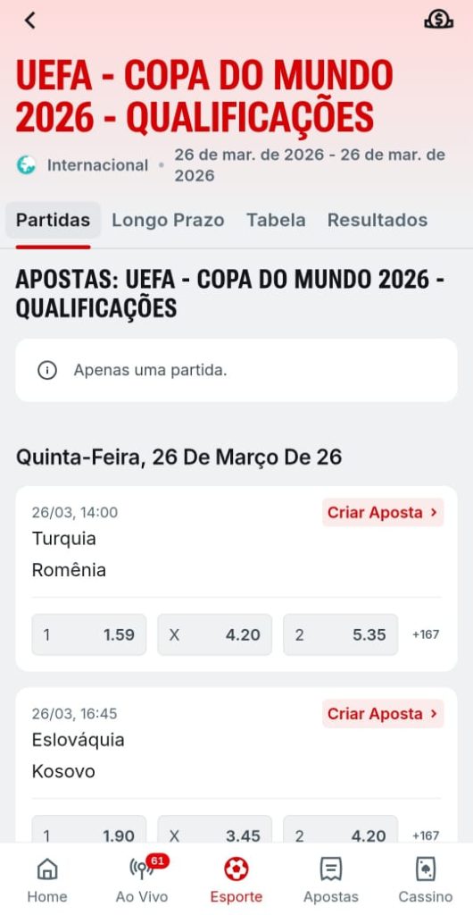 Apostas da repescagem europeia da Copa do Mundo na Superbet.