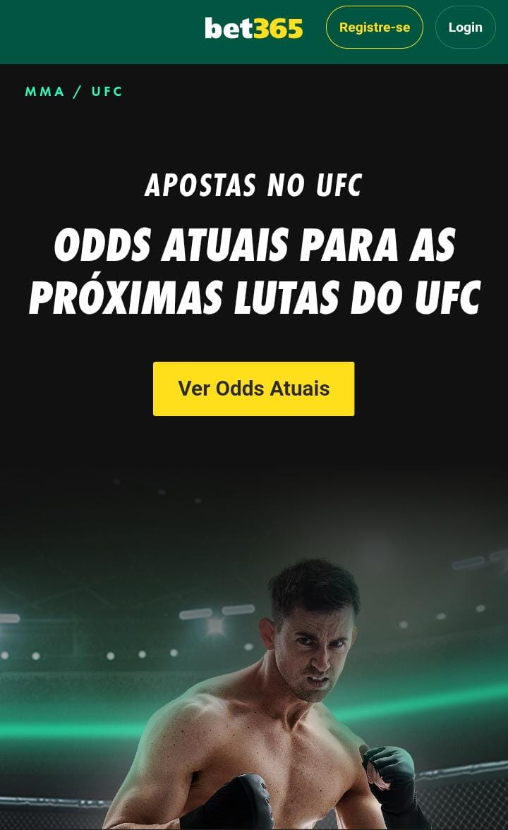Lutador de UFC em destaque e texto Odds atuais para as próximas lutas do UFC na Bet365