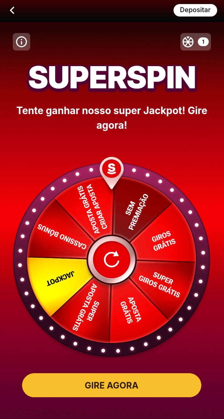 Superspin da Superbet, com 8 diferentes prêmios na roda e botão de “Gire Agora”