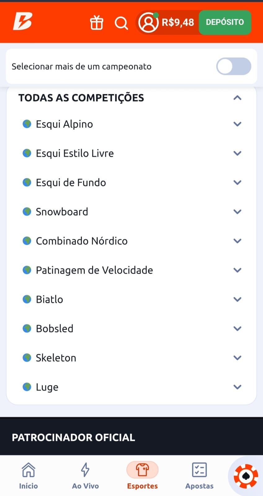 Modalidades para apostar nos Jogos Olímpicos de Inverno na Betano com Esqui Alpino, Esqui Estilo Livre e mais.